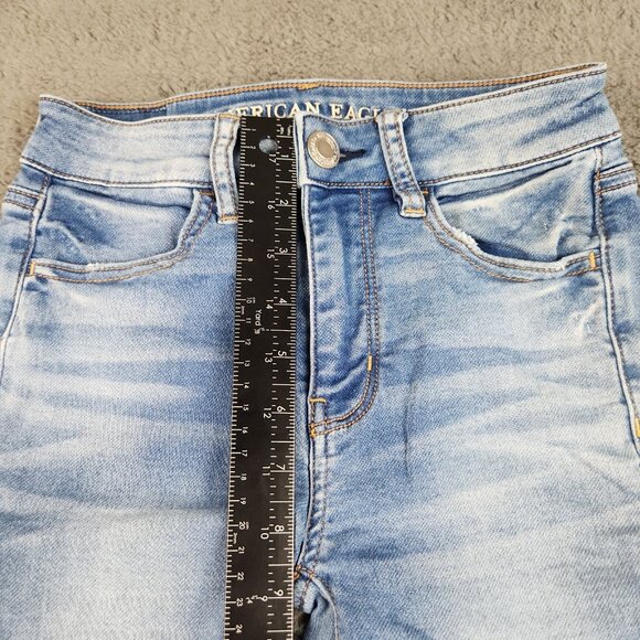 American Eagle Jegging Women’s 00 Reg Super Stretch Hi-Rise Skinny Crop Blue AE - Picture 4 of 12